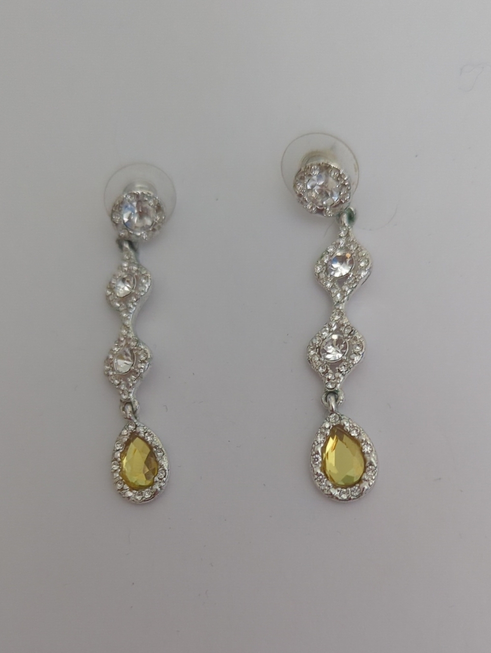 Drop Earrings with Yellow Teardrop Crystal